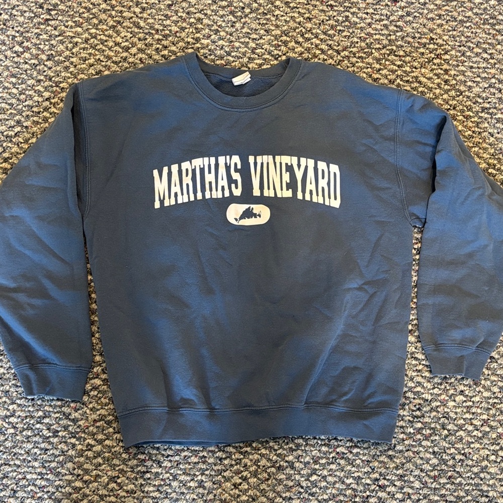 Gildan Navy Crewneck Sweater. Martha’s Vineyard